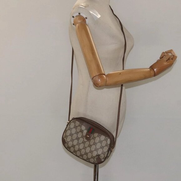 GUCCI GG Supreme Web Sherry Line Shoulder Bag PVC Beige 156 02 066 Auth BD958 - Picture 15 of 16